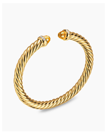 Classic Cablespira® Bracelet 18K Yellow Gold with Citrine and Diamonds, 5mm