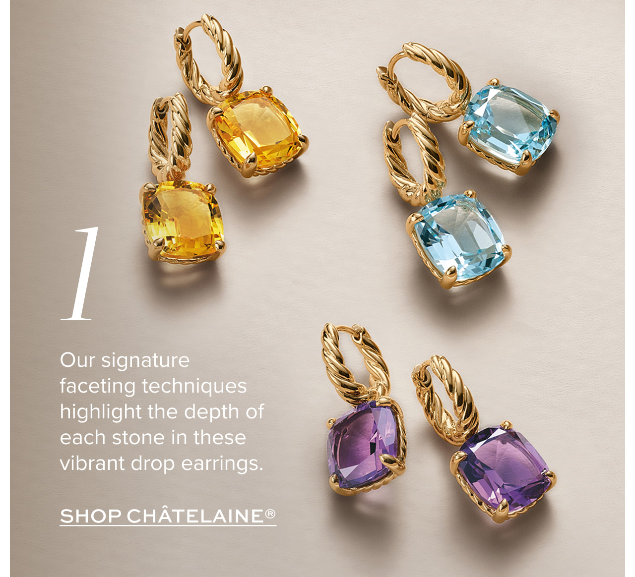 Our signature faceting techniques highlight the depth of each stone in these vibrant drop earrings.