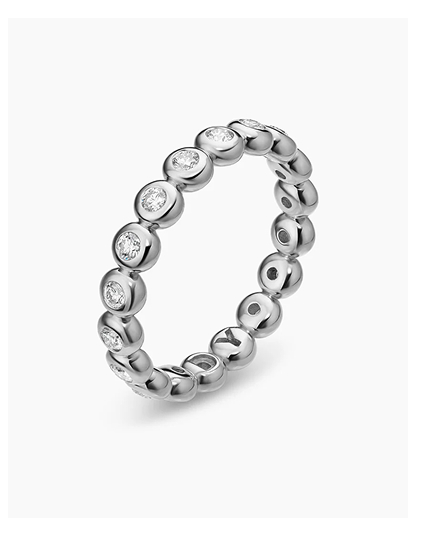 Bezel Set Band Ring Sterling Silver with Diamonds, 3.7mm