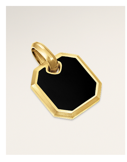 Octagonal Amulet18K Yellow Gold with Black Onyx, 15mm
