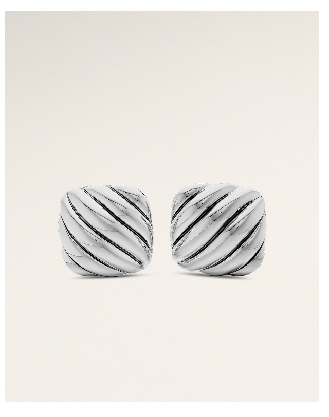 Sculpted Cable Cushion CufflinksSterling Silver, 17mm