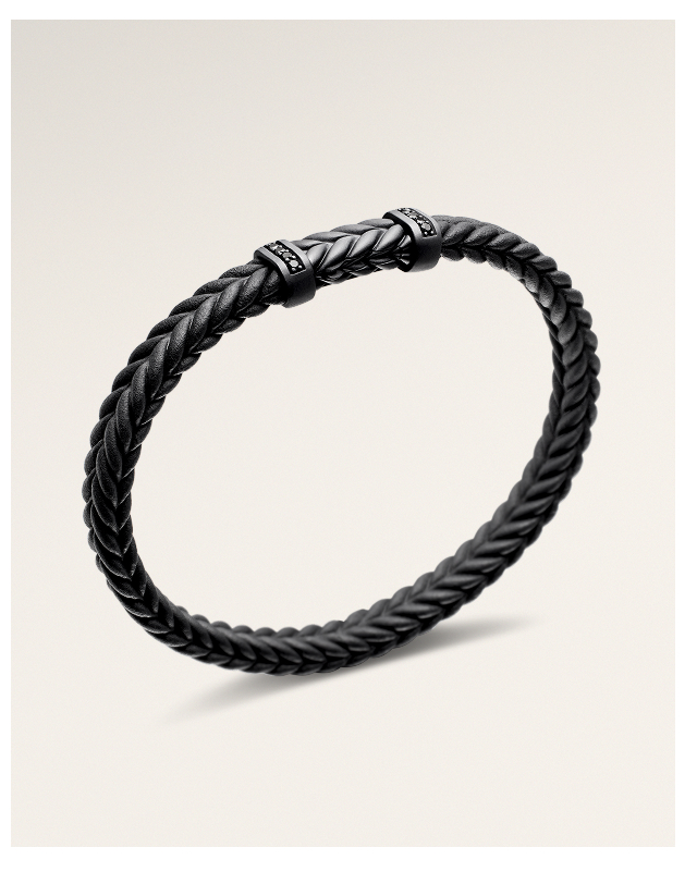 Chevron BraceletBlack Rubber with Black Titanium and Black Diamonds,