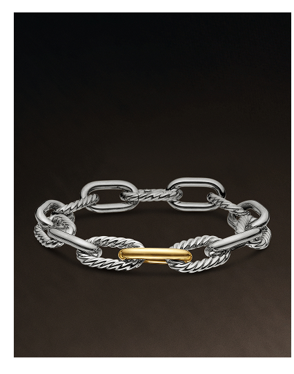 DY Madison® Chain BraceletSterling Silver with 18K Yellow Gold, 11mm