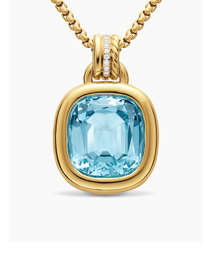DY Mercer® Color Amulet18K Yellow Gold with Sky Blue Topaz and Diamonds, 17mm