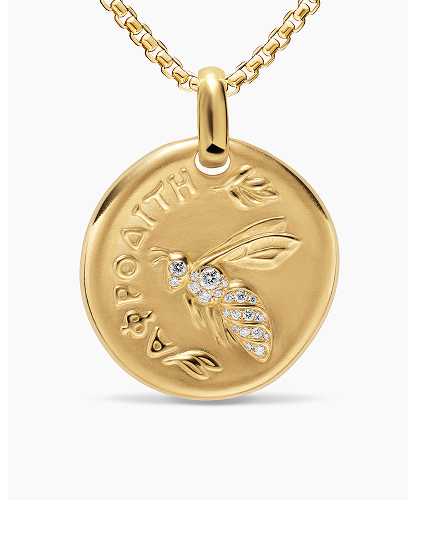 Aphrodite Medallion Amulet18K Yellow Gold with Diamonds, 28.3mm