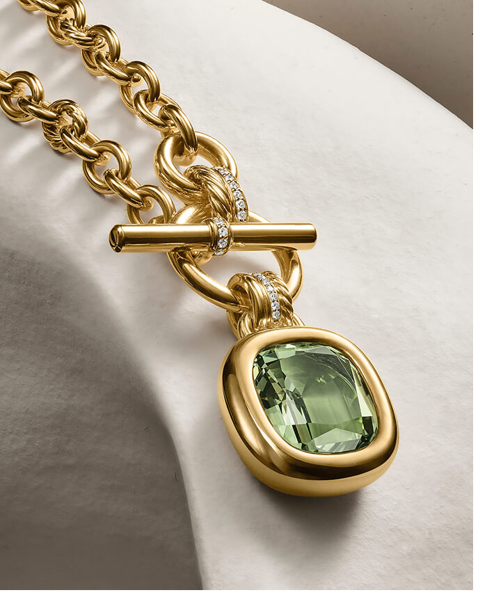 DY Mercer® Color Amulet18K Yellow Gold with Prasiolite and Diamonds, 17mm