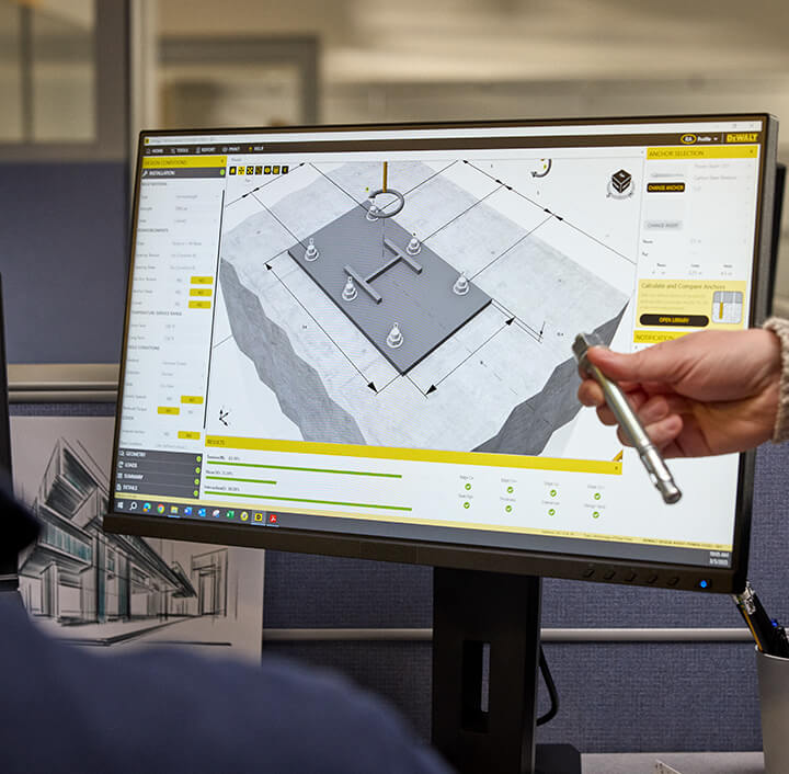 DEWALT Design Assist™ anchoring software dashboard with anchor