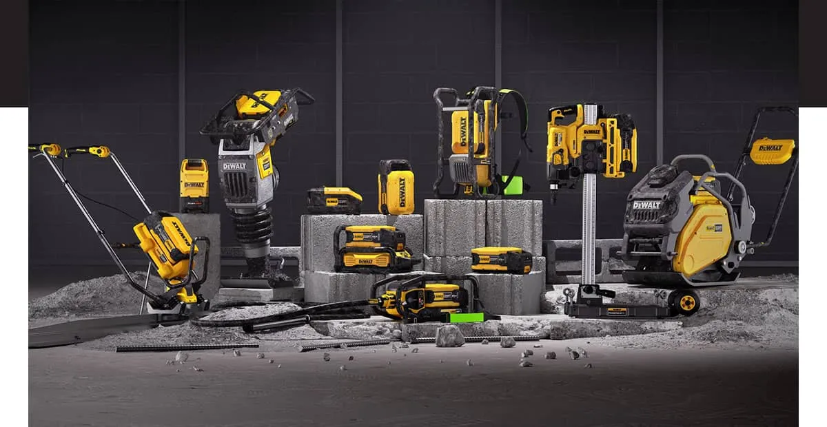 DEWALT POWERSHIFT tools in concrete work setting