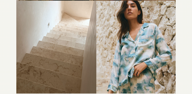 Inez Washable Silk Printed Long PJ Set.