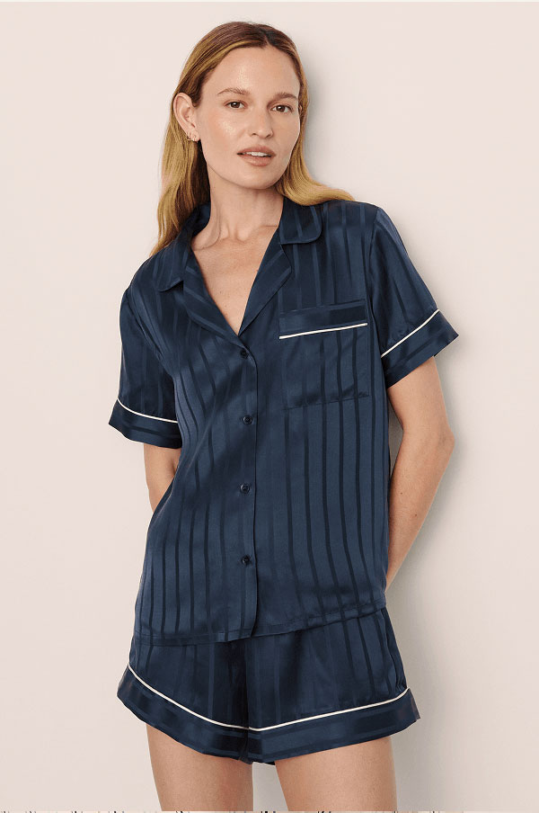 Inez Washable Silk Jacquard Short PJ Set