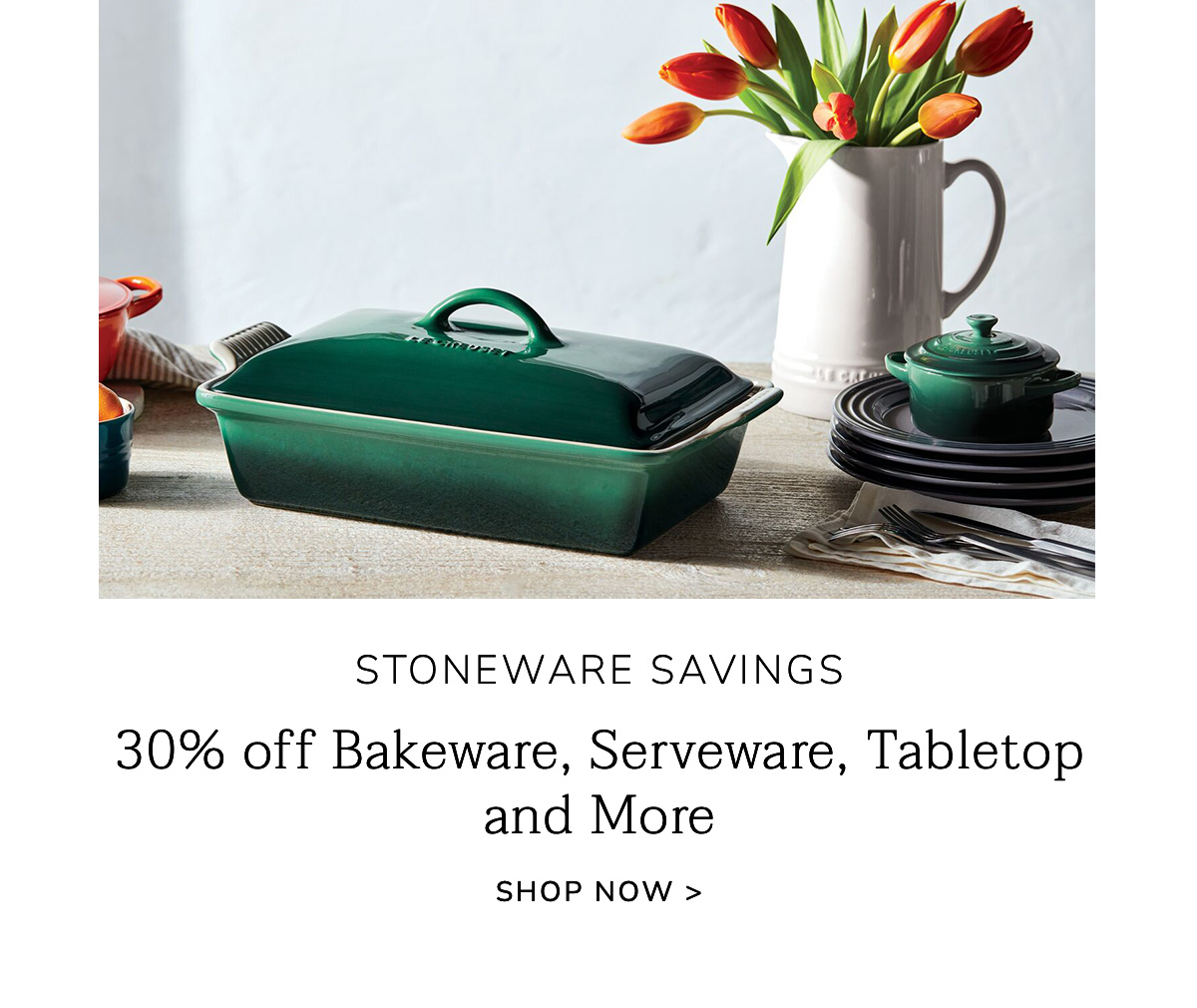 Stoneware Savings: 30% off Bakeware, Serveware, Tabletop and More - SHOP NOW