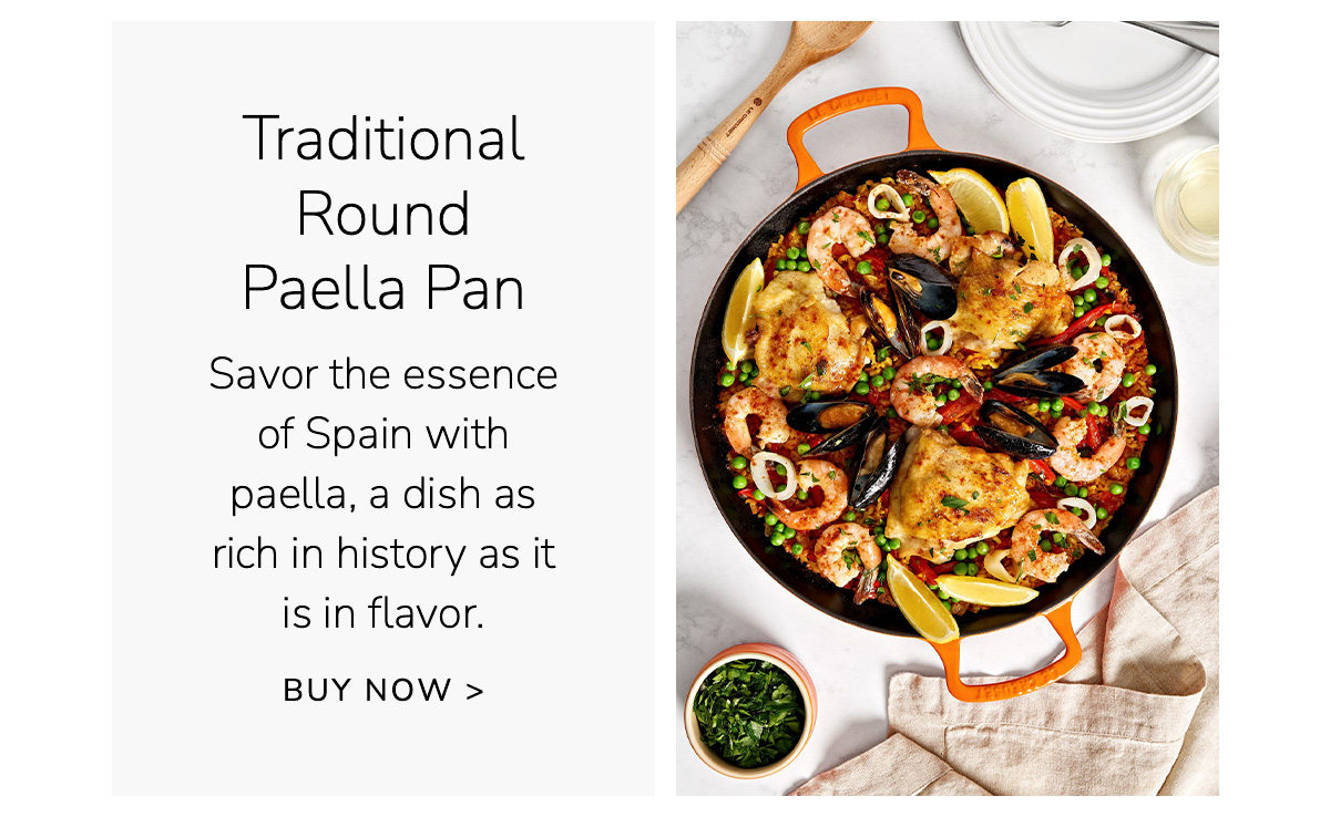 Traditional Round Paella Pan - Savor the essence of Spain with paella, a dish as rich in history as it is in flavor - BUY NOW