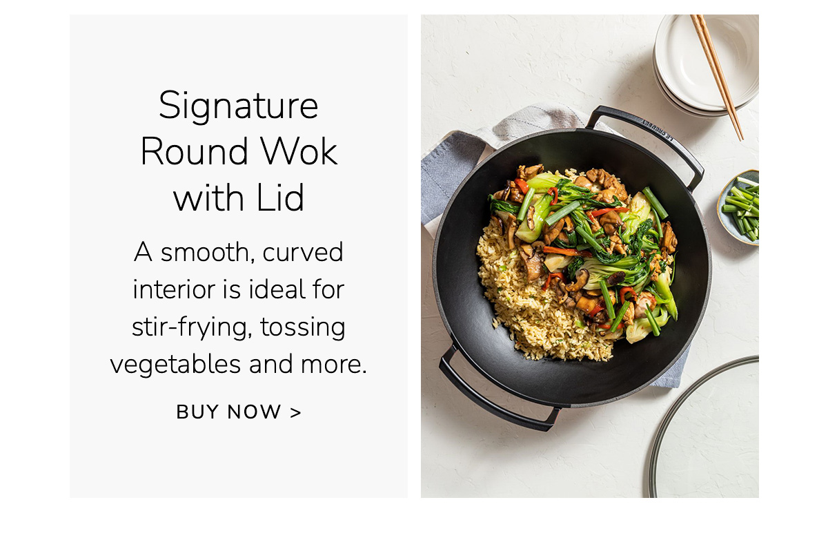 Signature Round Wok with Lid - A smooth, curved interior is ideal for stir-frying, tossing vegetables and more - BUY NOW