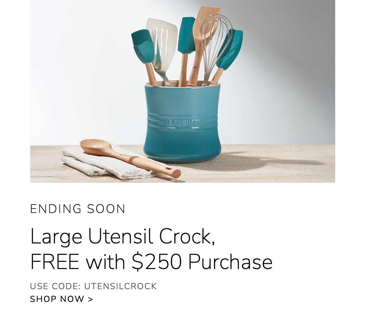 ENDING SOON: Large Utensil Crock, Free with $250 Purchase - USE CODE: UTENSILCROCK - START SHOPPING