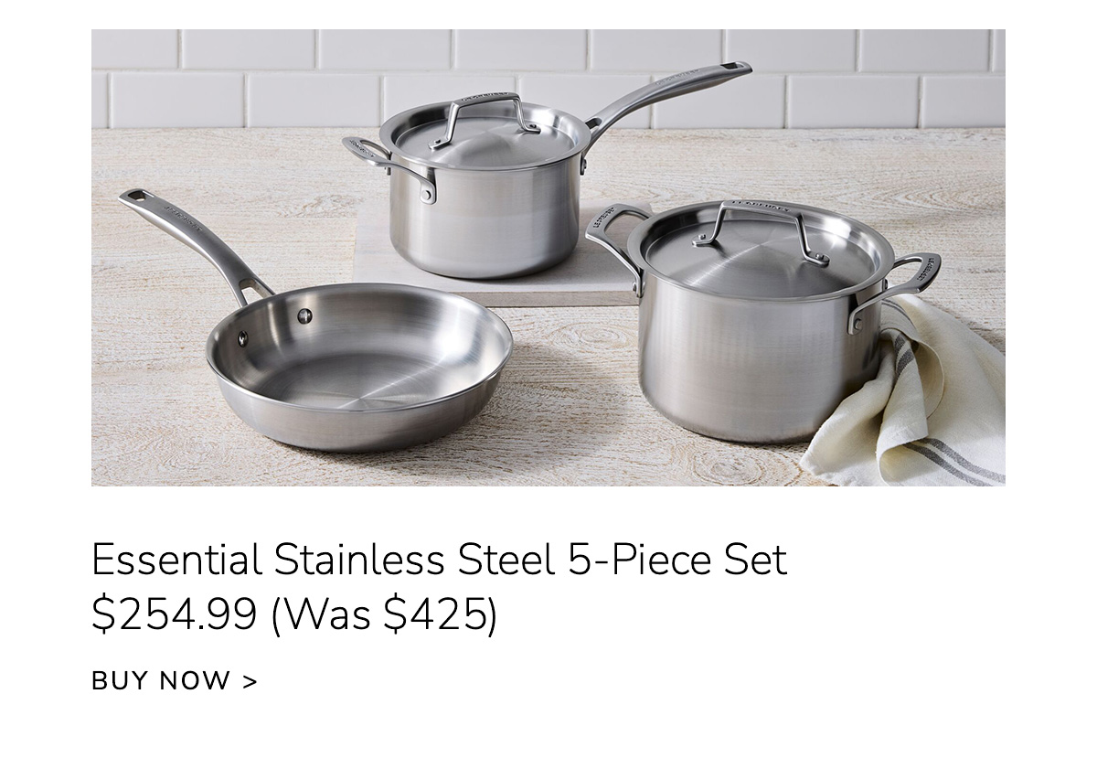 Essential Stainless Steel 5-Piece Set $254.99 (Was $425) - BUY NOW