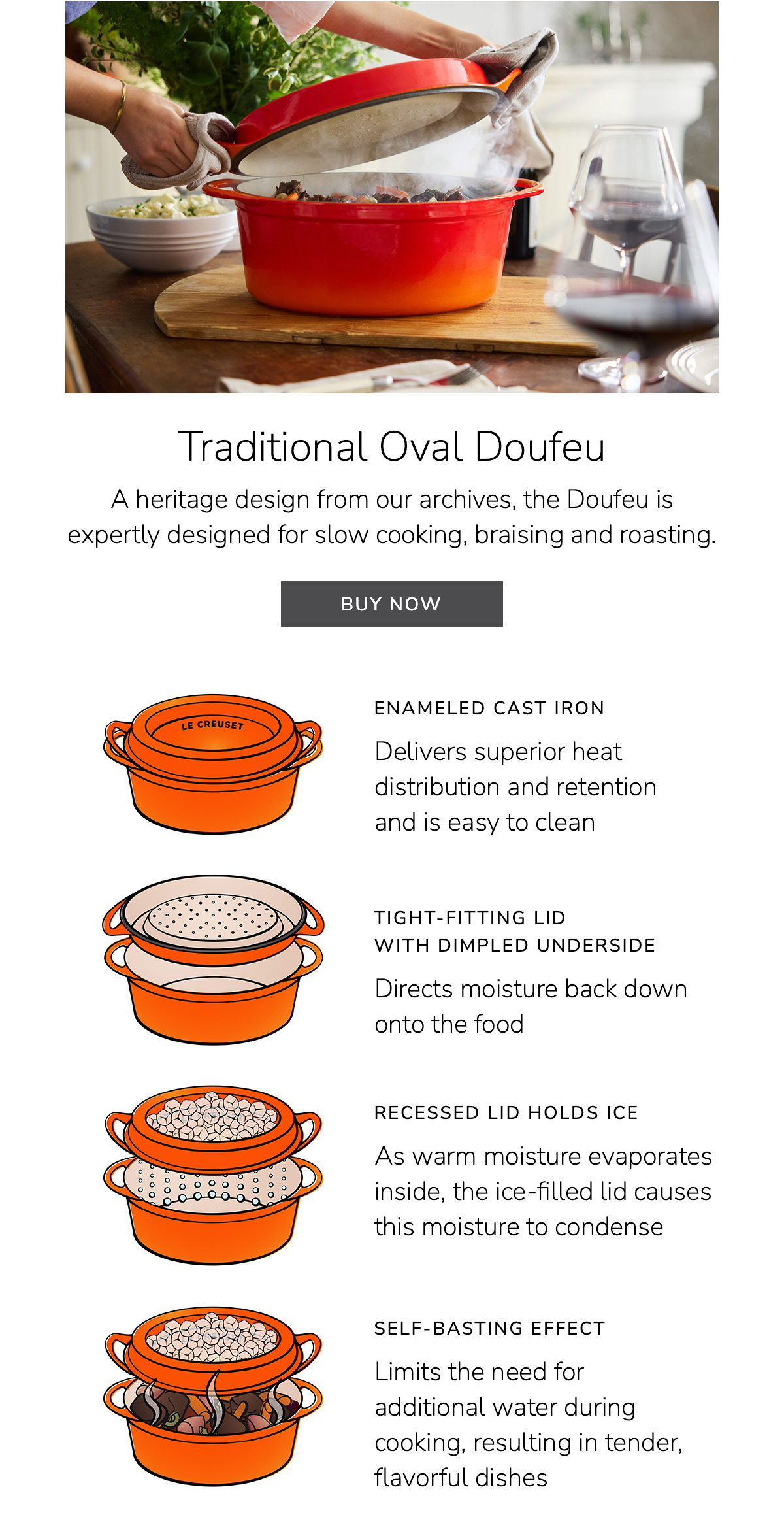 Traditional Oval Doufeu: A heritage design from our archives, the Doufeu is expertly designed for slow cooking, braising and roasting. - BUY NOW
