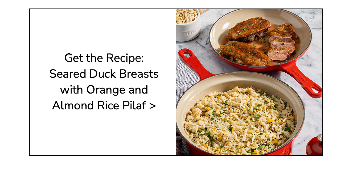 Get the Recipe: Seared Duck Breasts with Orange and Almond Rice Pilaf