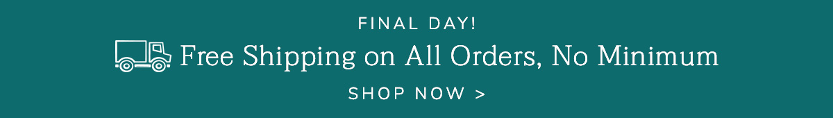 FINAL DAY: FREE SHIPPING ON ALL ORDERS - NO MINIMUM