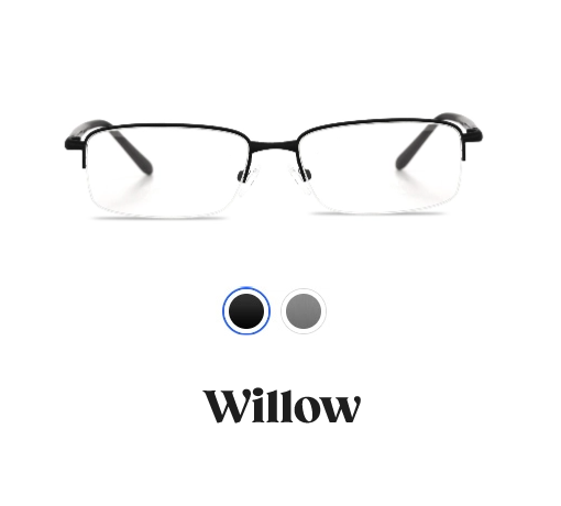 willow black glasses