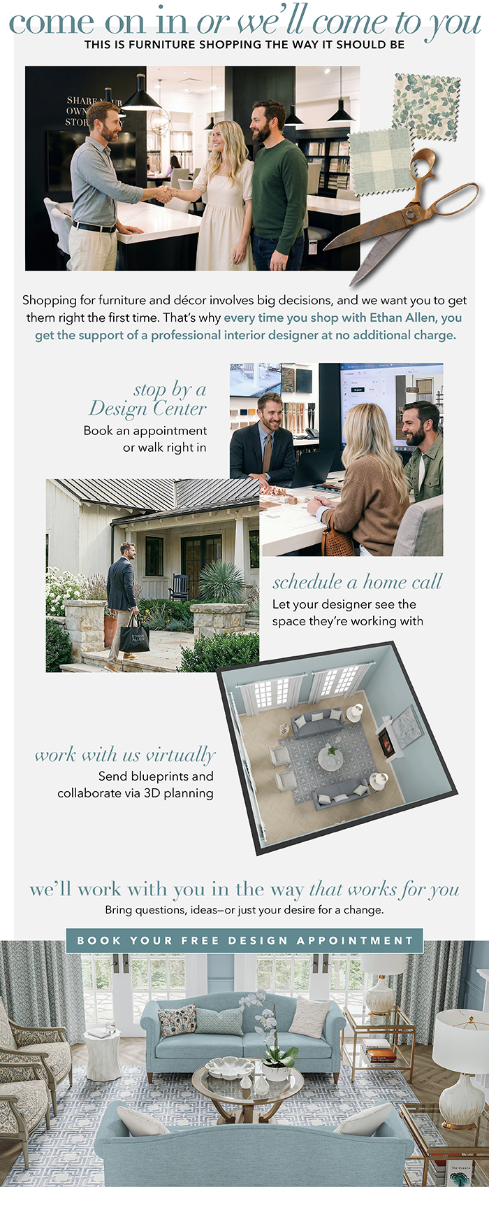 Come on in or we’ll come to you | Book your free design appointment >
