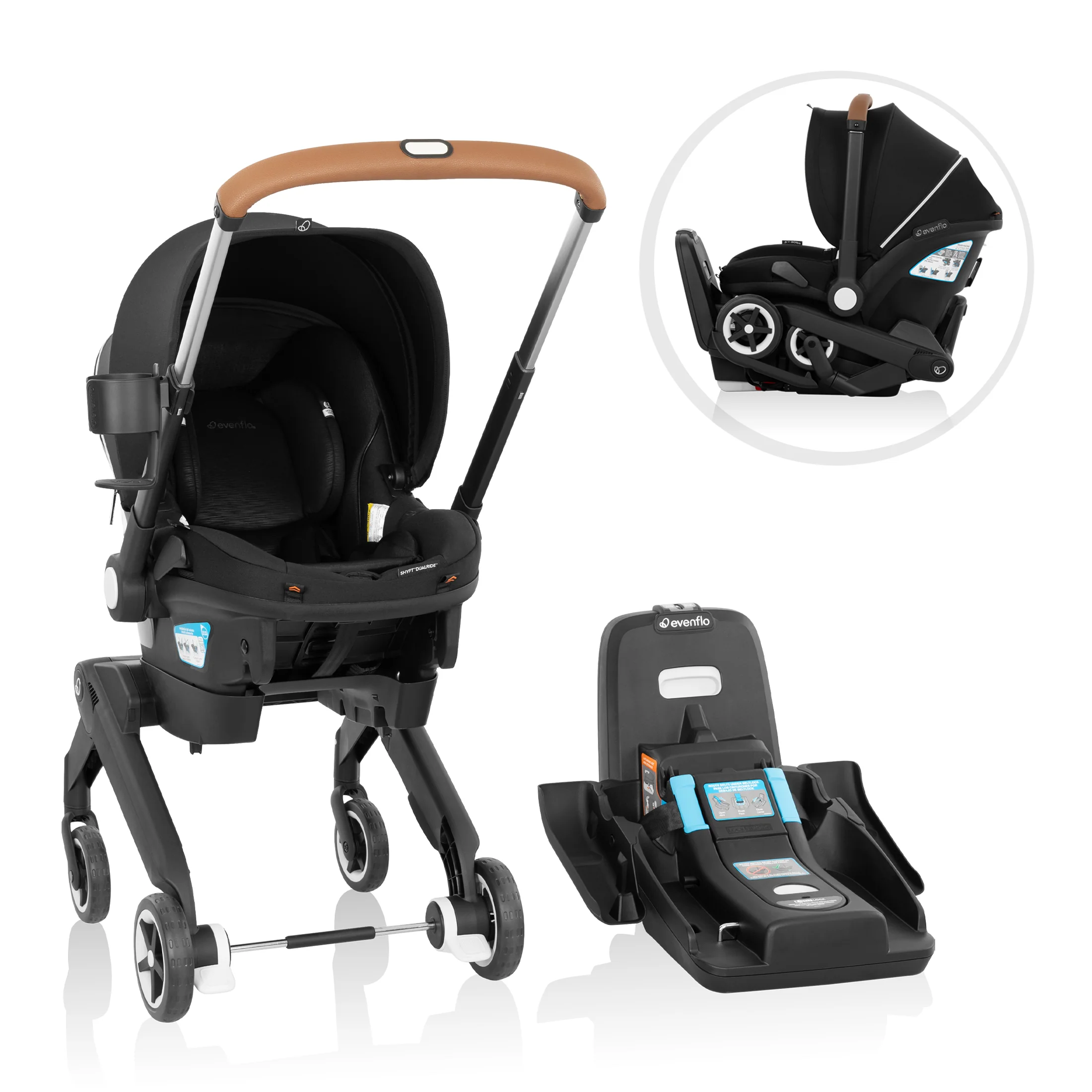 Image of Shyft DualRide Infant Car Seat Stroller Combo w Carryall Storage & Extended Canopy