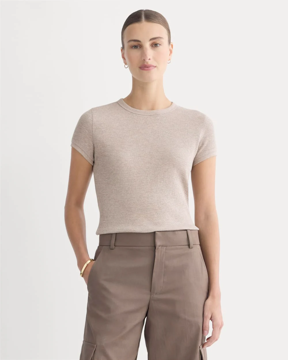 Image of Shrunken Tee in Cozy Waffle | Heathered Oatmeal