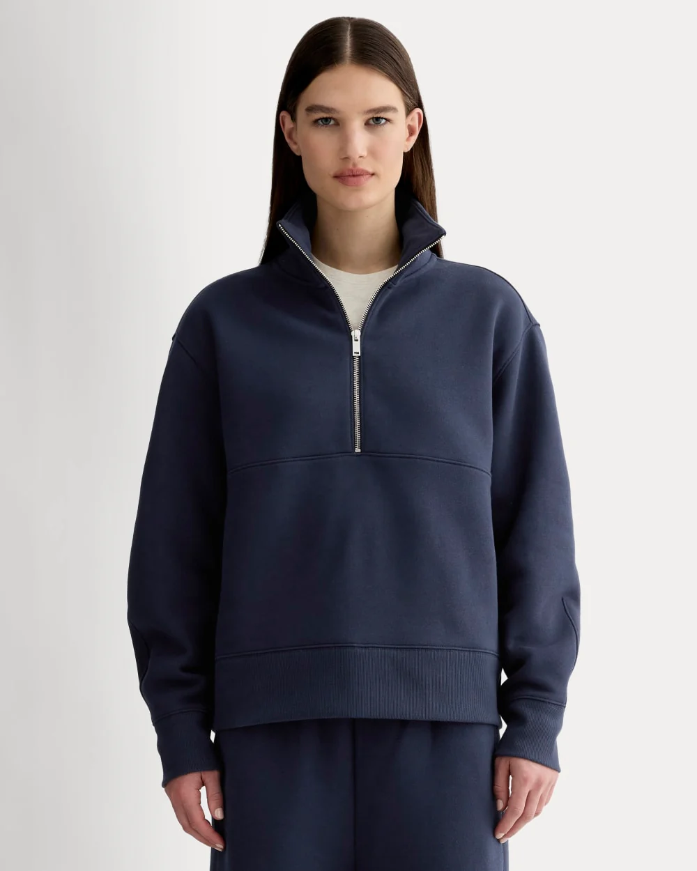 Image of Luxe Fleece Half-Zip Sweatshirt | Navy