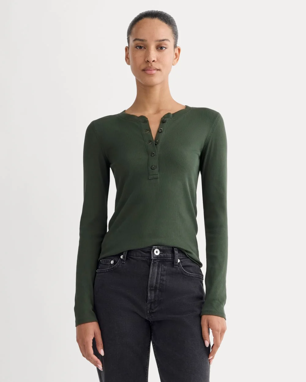 Image of The Luxe Rib Henley | Dark Forest