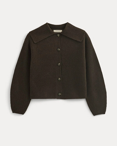 Image | Fisherman Cardigan in Wool Cashmere | Americano Brown