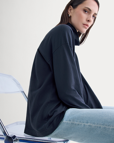 Image | Slouchy Turtleneck In Essential Cotton | Deep Navy 
