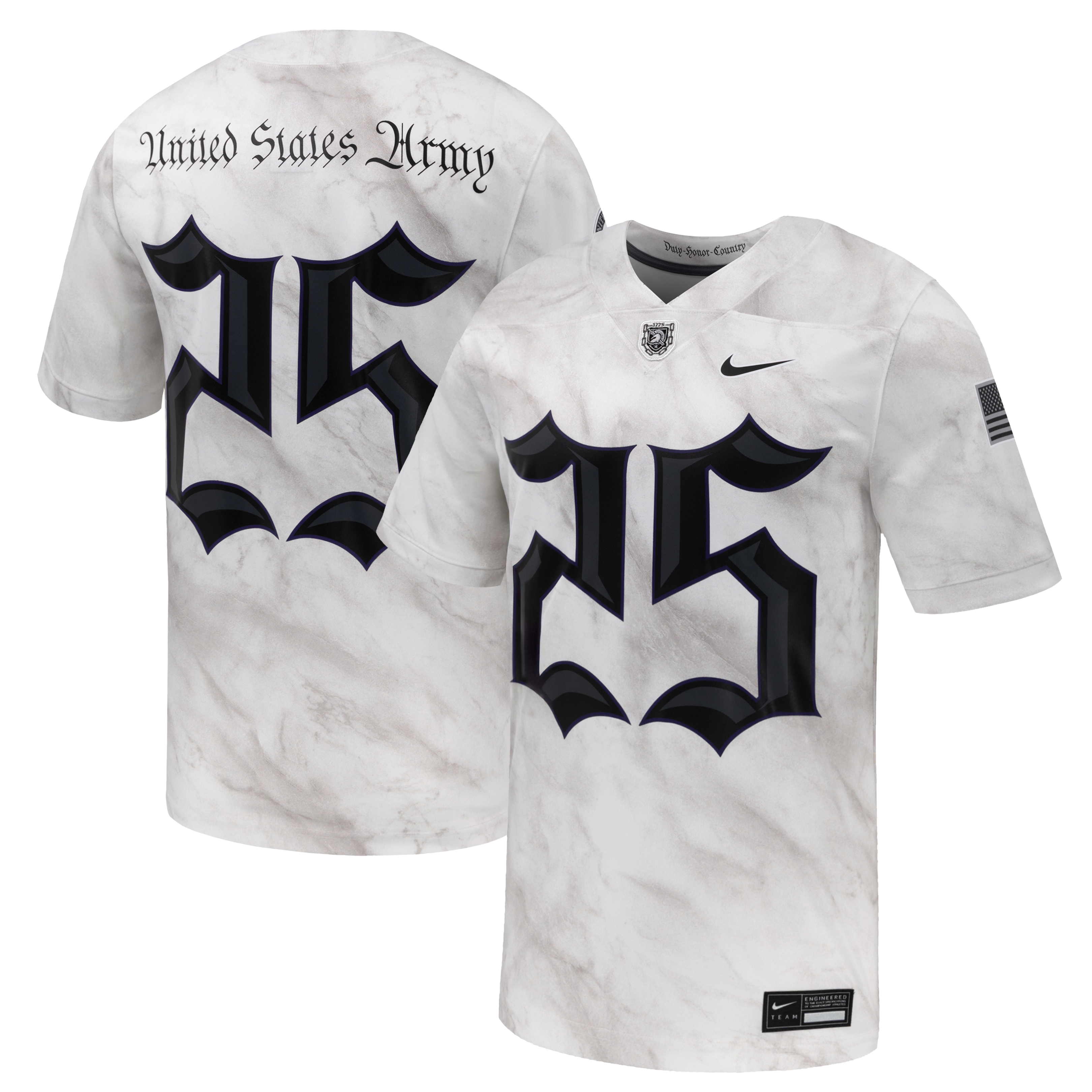 Men's Nike #25 White Army Black Knights Army 250 Collection Game Jersey