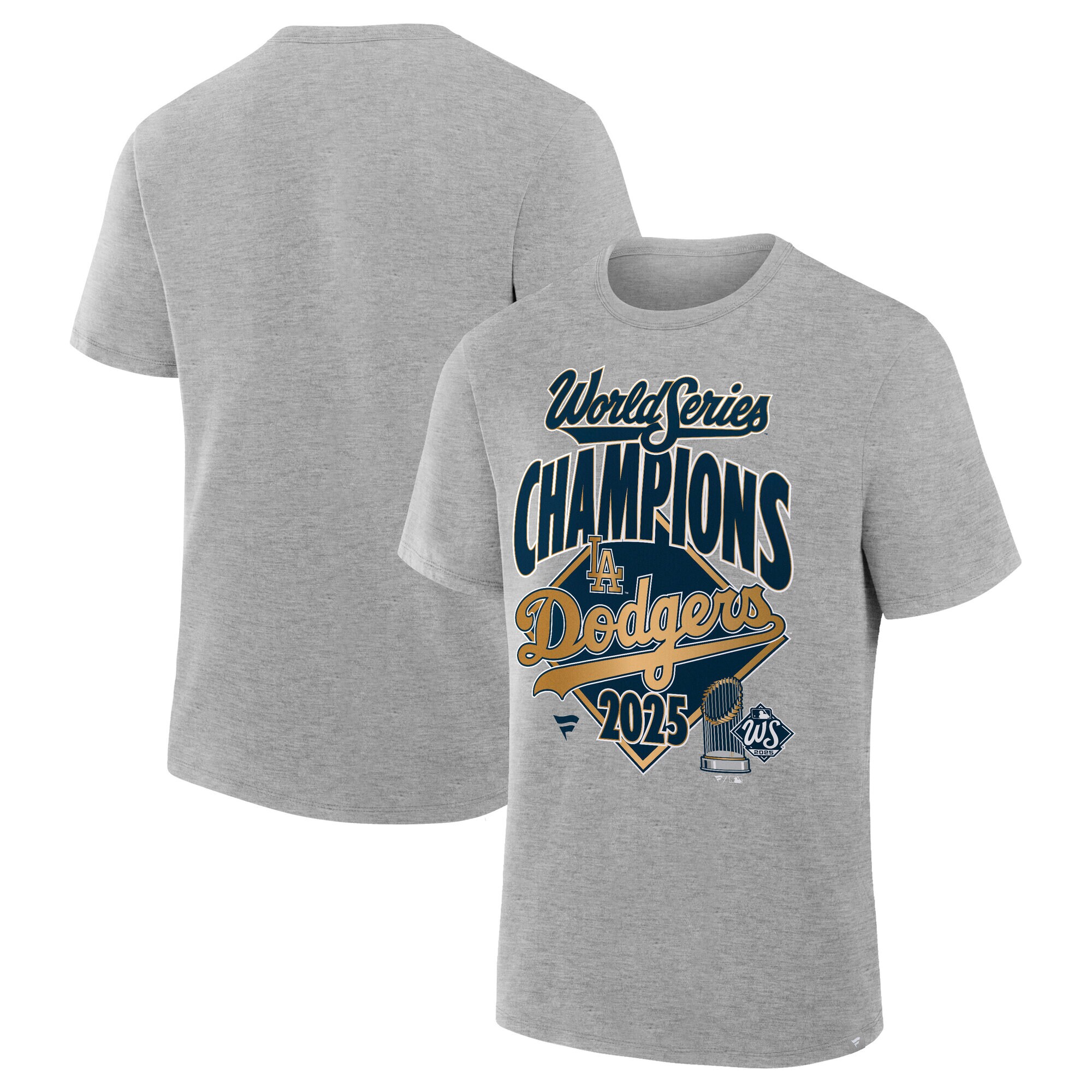 Men's Fanatics Steel Los Angeles Dodgers 2025 World Series Champions Locker Room Replica T-Shirt
