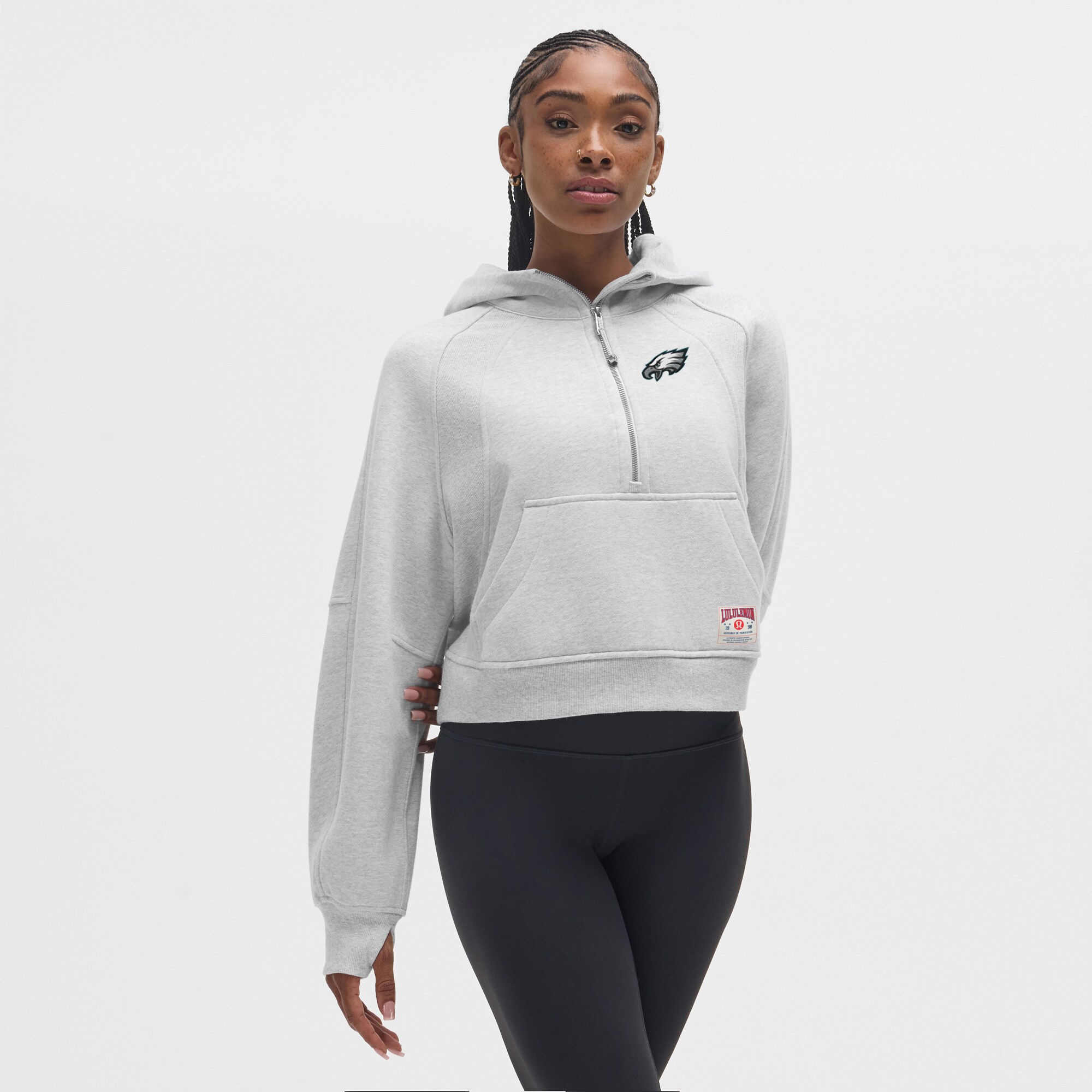 Women's lululemon  Heathered Core Ultra Light Grey Philadelphia Eagles Scuba Oversized Half-Zip Hoodie