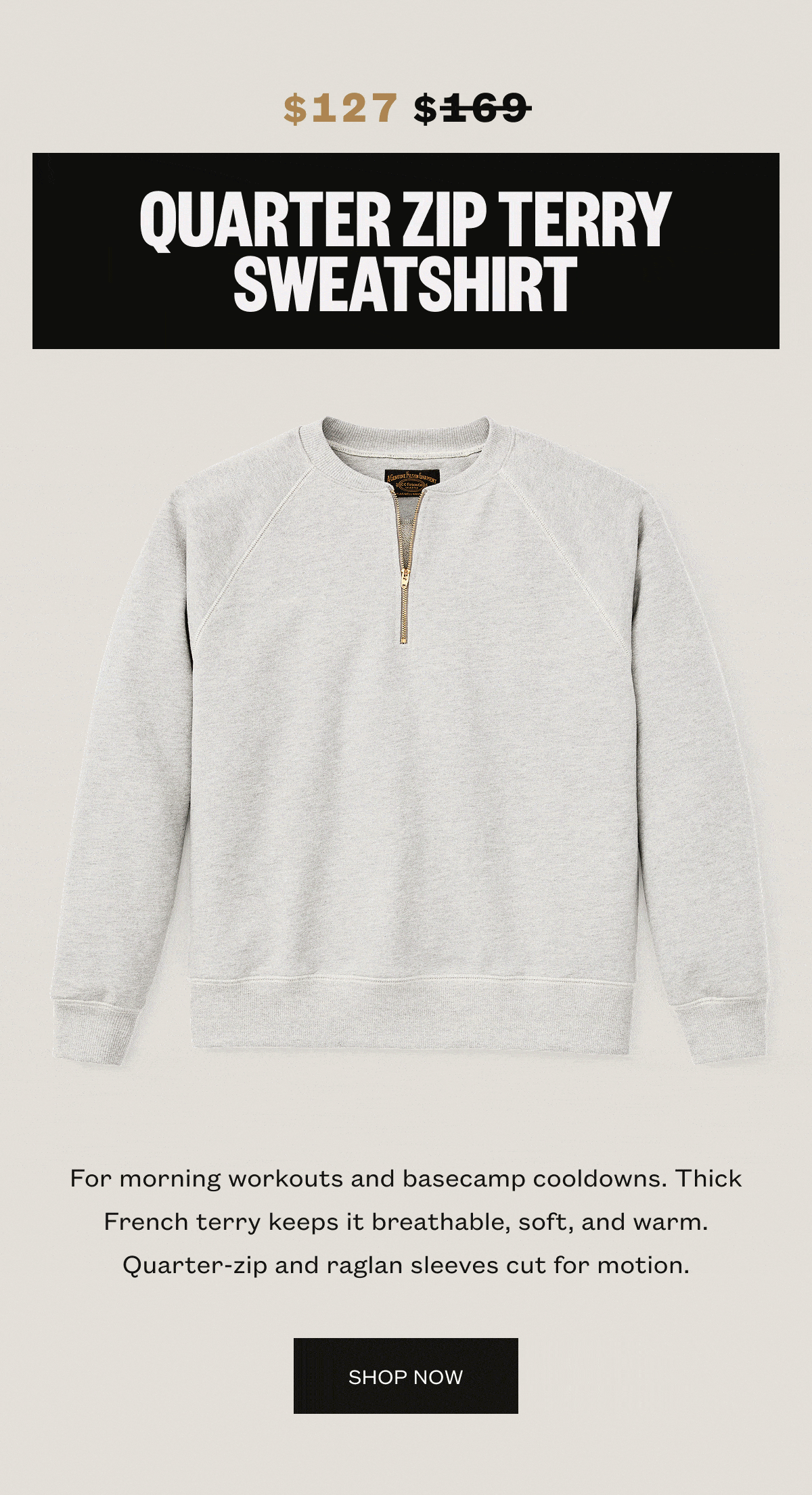 Quarter Zip Terry Sweatshirt