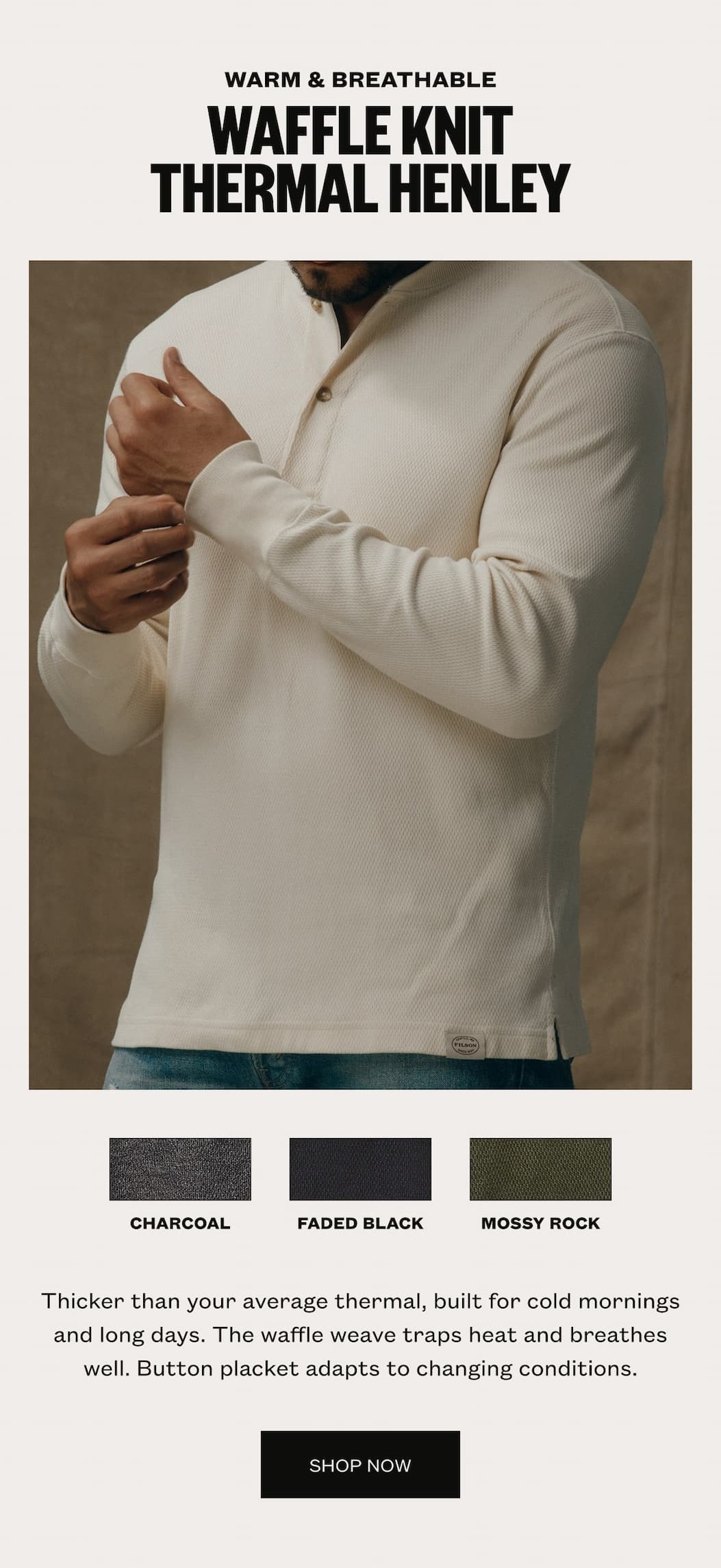 Waffle Knit Thermal Henley