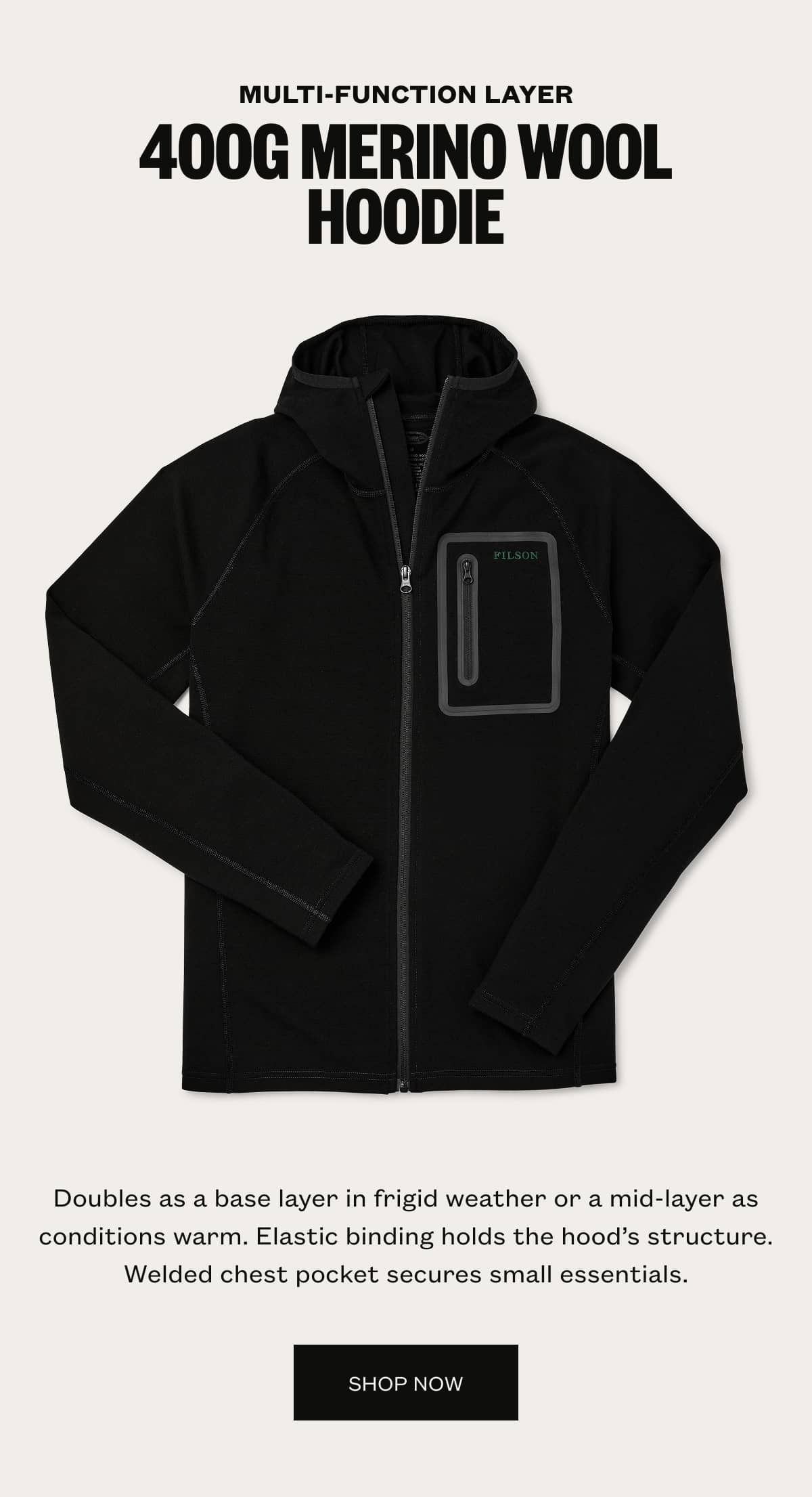 400g Merino Wool Hoodie