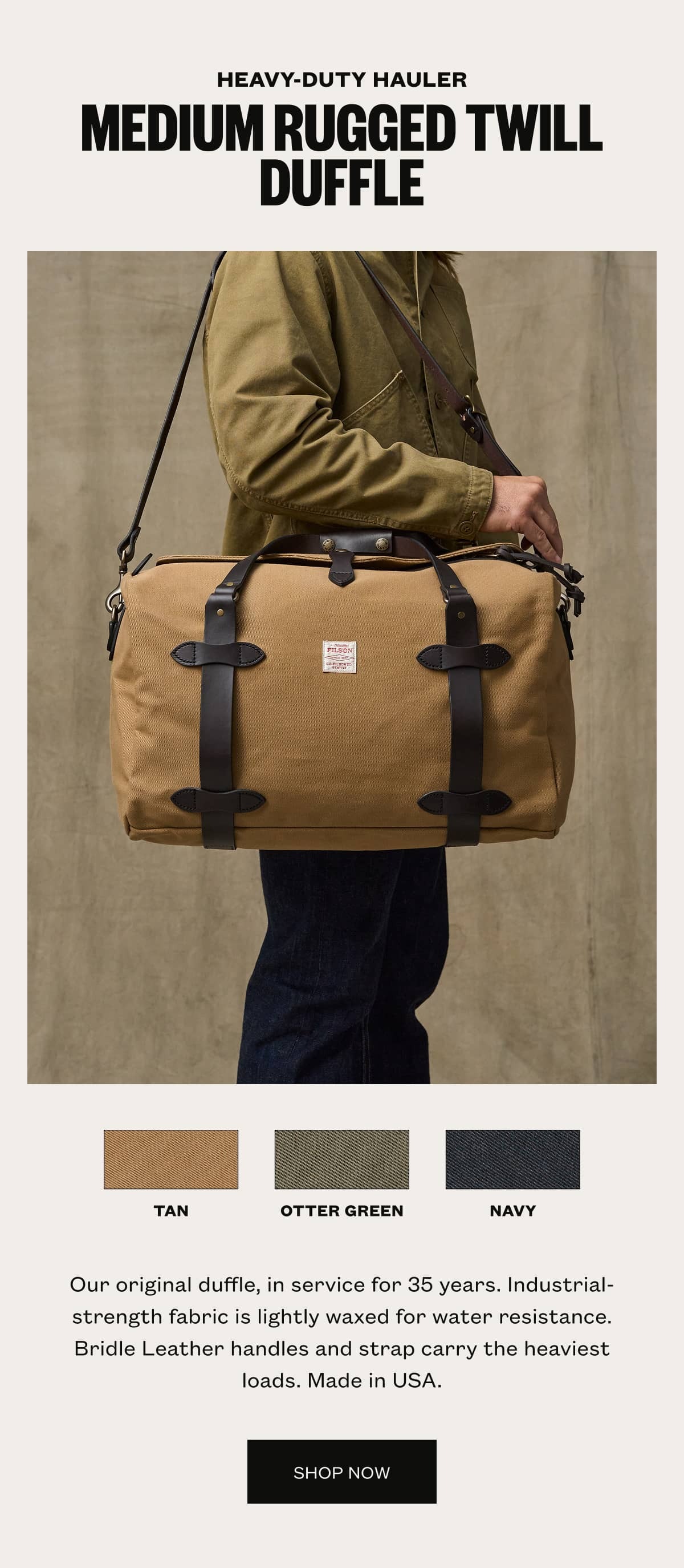 Medium Rugged Twill Duffle Bag