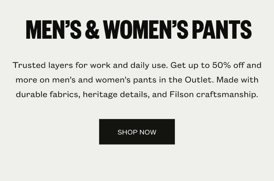 Men's & Women's Pants in the Outlet