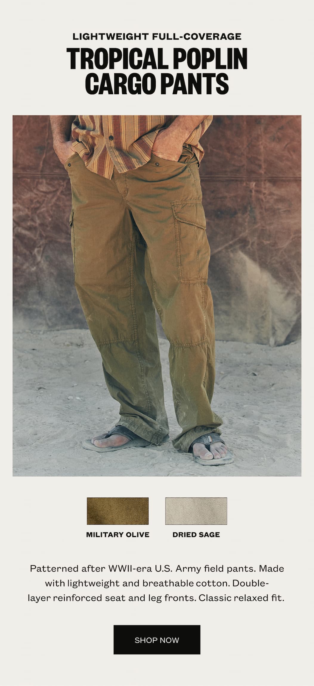 Tropical Poplin Cargo Pants