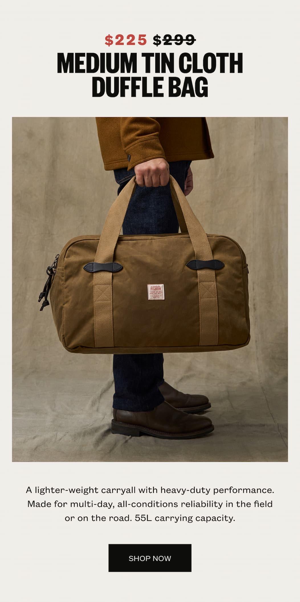 Medium Tin Cloth Duffle Bag