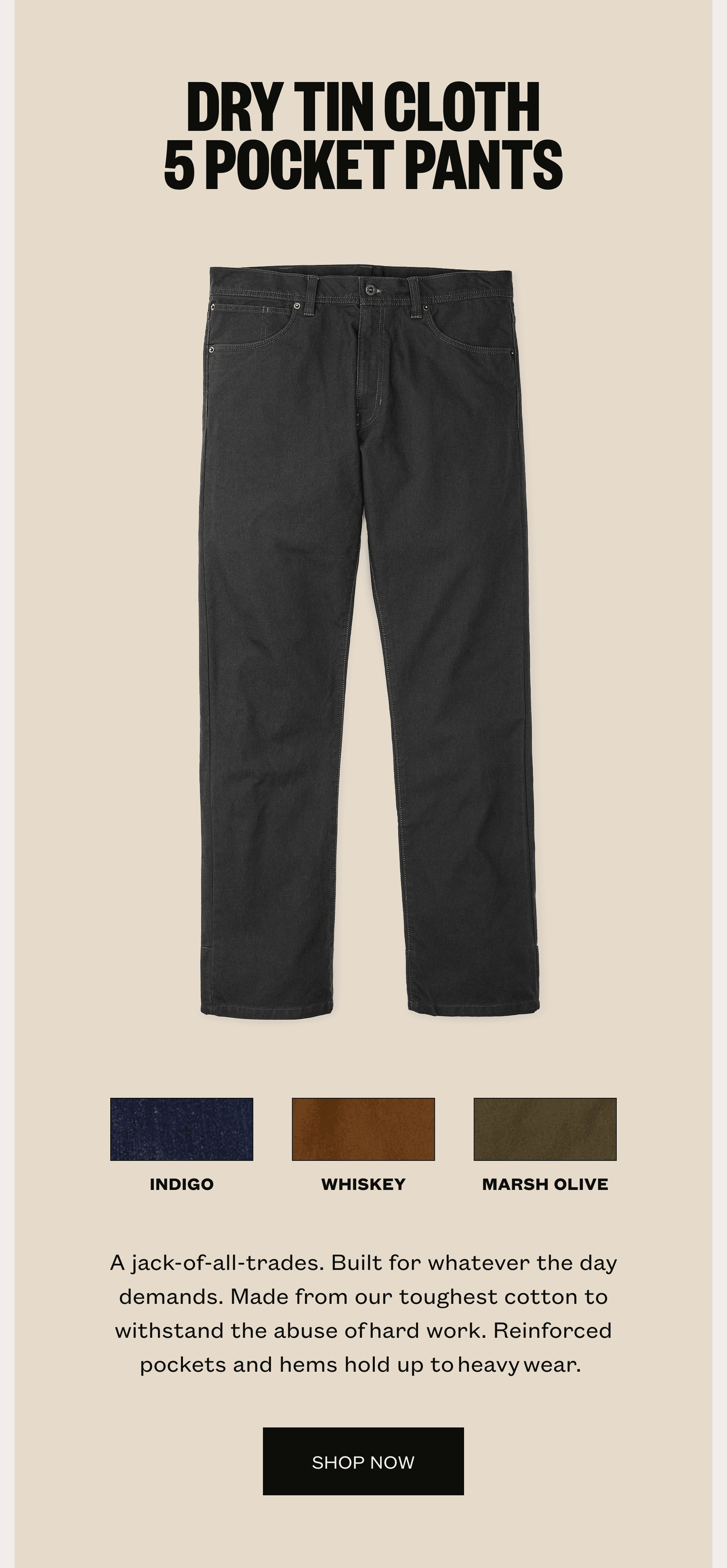 Dry Tin Cloth 5-Pocket Pants