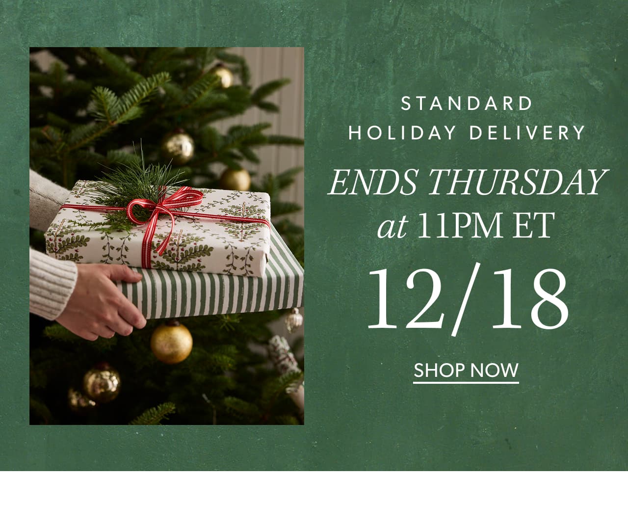 Standard Holiday Delivery Ends Thursday at 11PM ET 12/18. Shop now.
