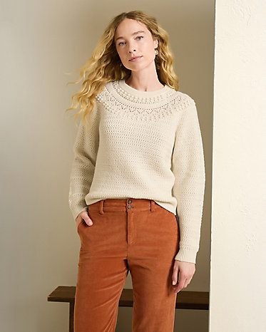 Recycled-Cashmere Textured-Stitch Crewneck