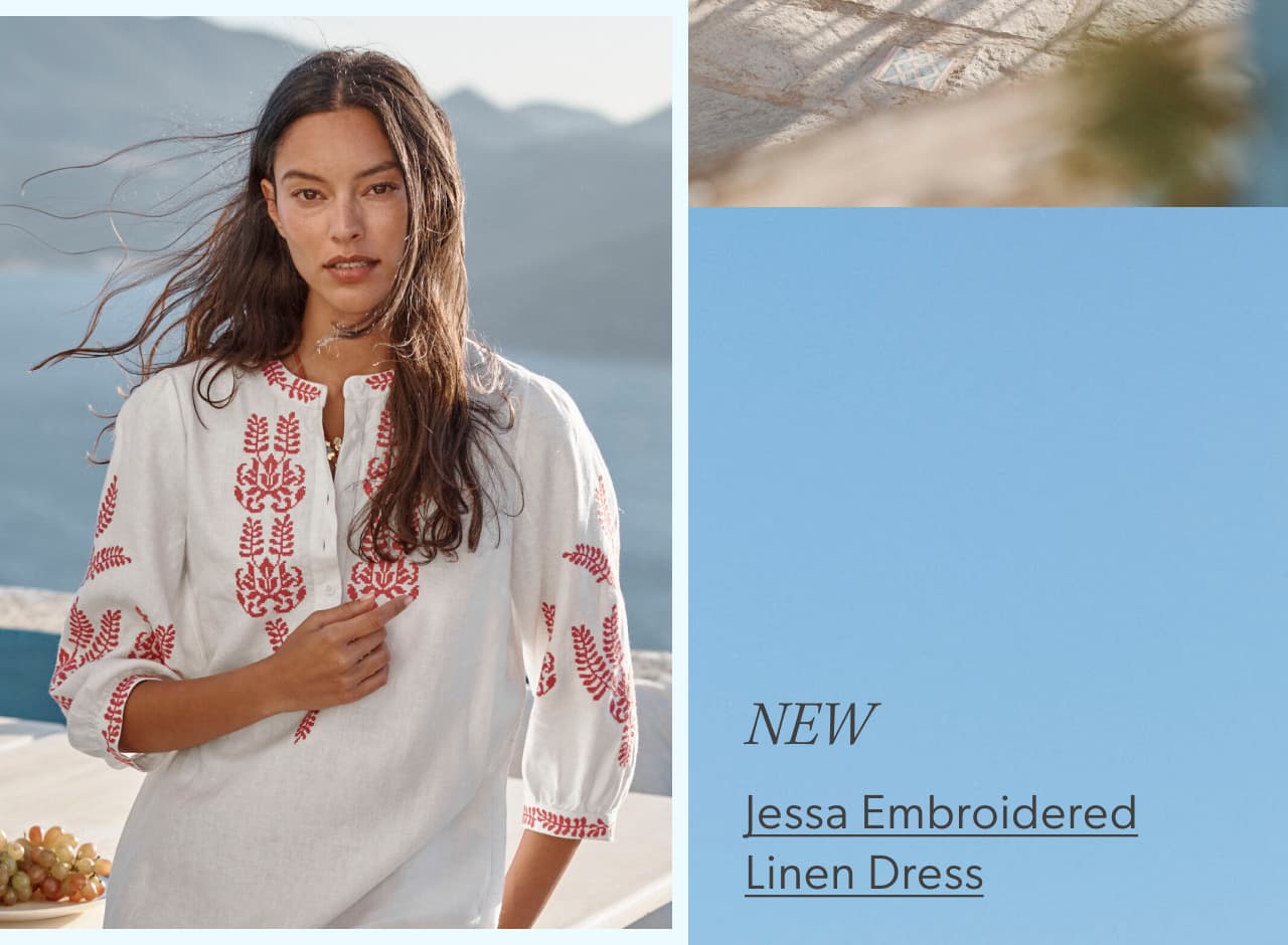 NEW Jessa Embroidered Linen Dress