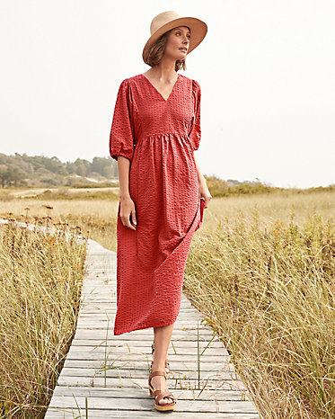 Natasha Organic-Cotton Seersucker Dress
