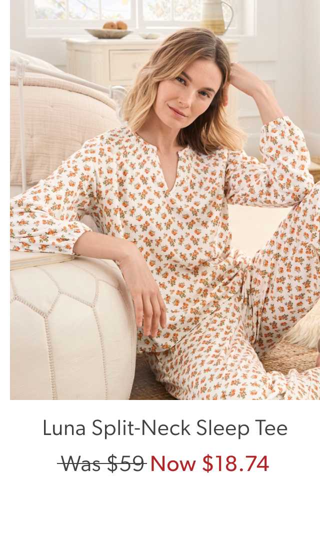 Luna Split-Neck Sleep Tee. Was $59, now $18.74.