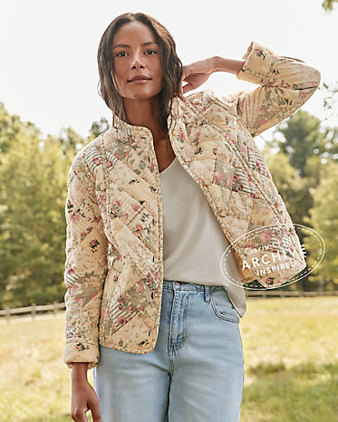 Organic-Cotton Postage Stamp Quilted Jacket