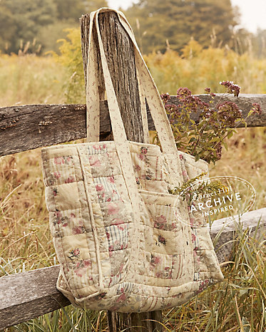Organic-Cotton Postage Stamp Quilted Tote