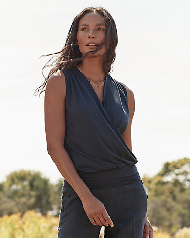 Essential Banded Surplice Knit Tank