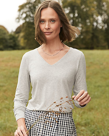 Essential Long-Sleeve V-Neck Tee